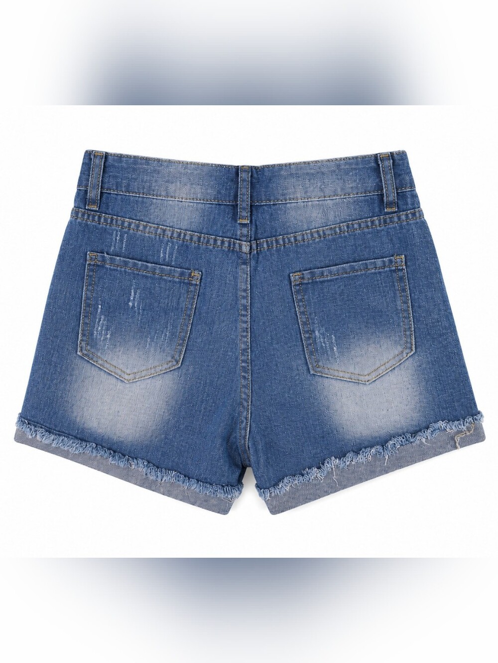 Women's Denim Shorts Star-Embellished Blue Distressed Women's High Rise Small - Picture 2 of 14